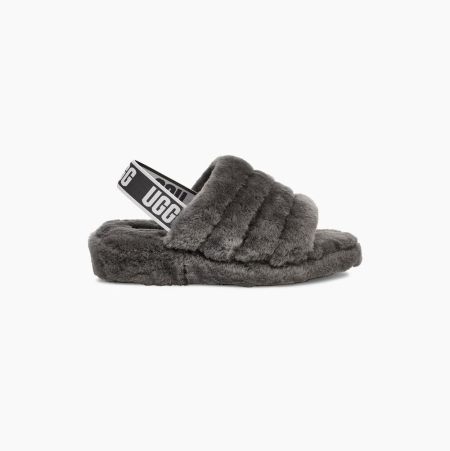 UGG Fluff Yeah Deep Grey Slides for Women (IOKY57963)